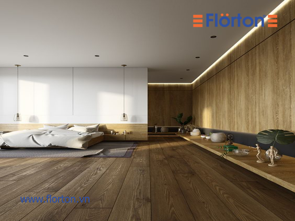 Sàn gỗ Florton vừa để ốp sàn, vừa ốp tường tạo không gian cá tính.