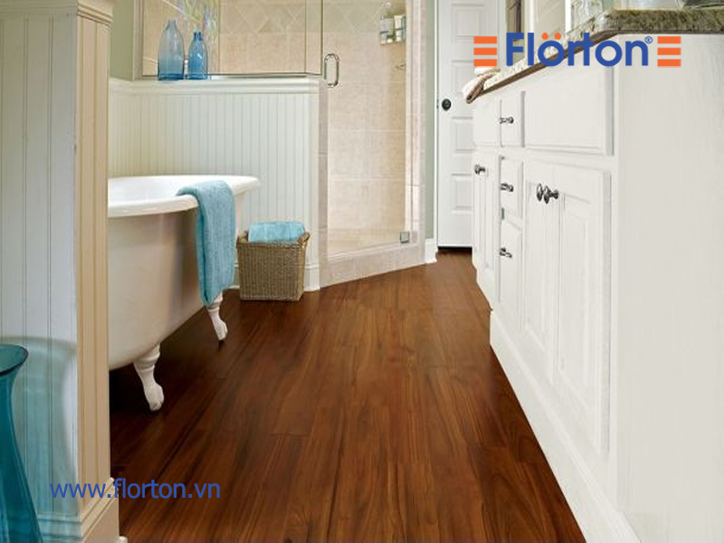 Sàn nhựa vân gỗ lát sàn phòng tắm đẹp hiện đại
