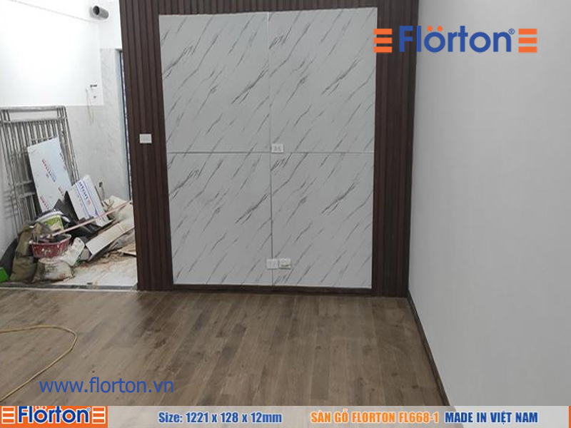 Sàn gỗ Florton FL668 - 1 lắp đặt phòng khách nhà anh Linh